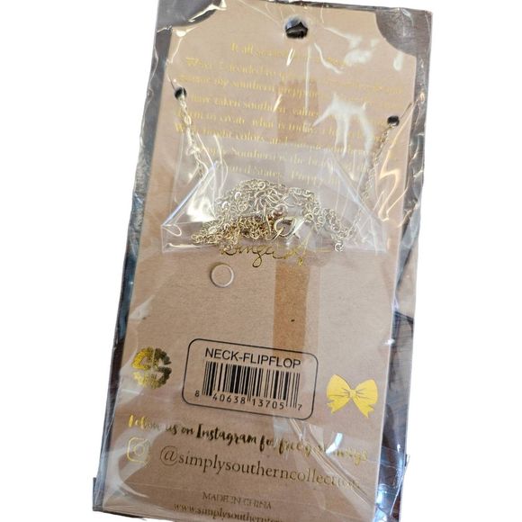 NIP Simply Southern Set of 2 Goldtone Flip Flop 16" Neclacres - Picture 4 of 4